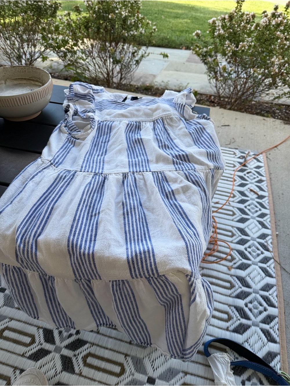 J. Crew Blue and White Striped Tiered Sundress
